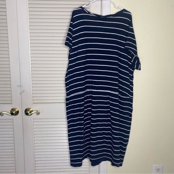 Ellos Midi Dress A Line Womens Plus Size 2X Blue White Stripe Nautical Cotton - Picture 4 of 14